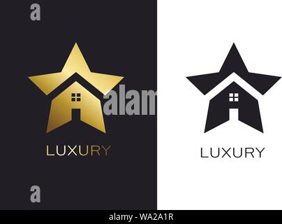 Real Estate House Star Luxury Logo for Business Stock Vector