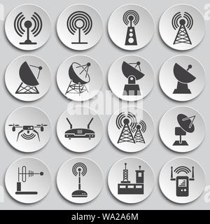 Antennas related icons set on background for graphic and web design. Simple illustration. Internet concept symbol for website button or mobile app. Stock Vector
