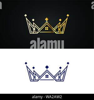 Elegant crown premium gold logo. Luxury royal king logotype. Monarch symbol. Realty vector sign Stock Vector