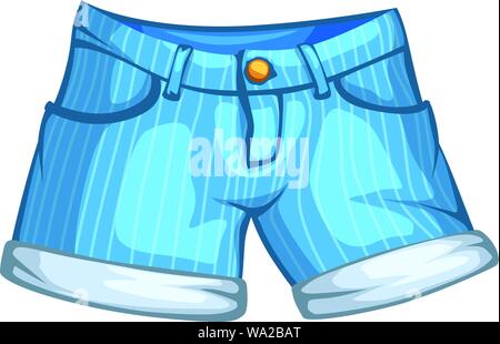 cartoon denim shorts on white Stock Vector