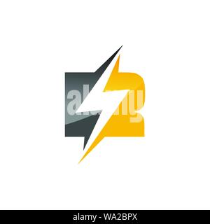 Initial letter R logo template lighting bolt design for business and company identity Stock Vector