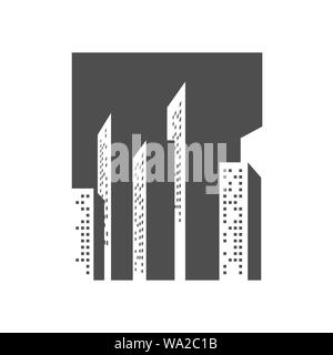 Real estate logo concept illustration. Building logo. Cityscape logo. Abstract logo of buildings. Skyscrapers logo.    Vector logo template. Design el Stock Vector