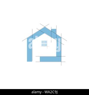 Realty house architecture with grid line helper real estate logo design concept and idea vector logo Stock Vector