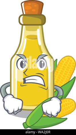 Angry corn oil isolated in the mascot Stock Vector