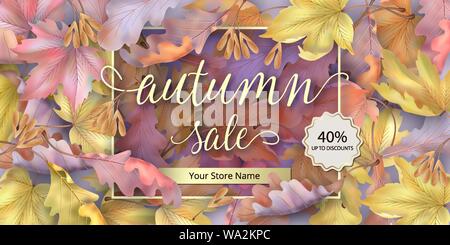 Autumn background with maple leaves Stock Vector
