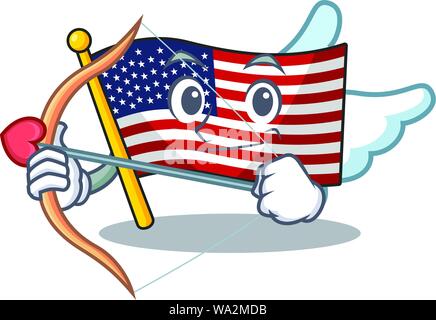 Cupid flag america isolated in the cartoon Stock Vector