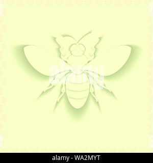 Bee honey paper cut style vector image. Stock Vector