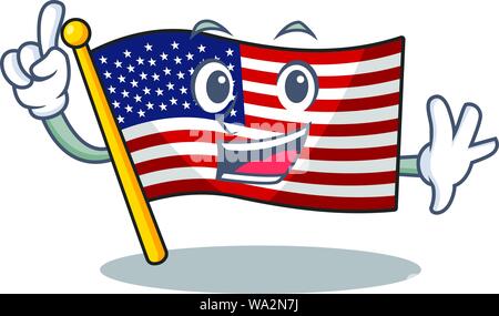 Finger american flag folded above character tables Stock Vector