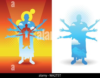 Monk silhouette character Set Stock Vector