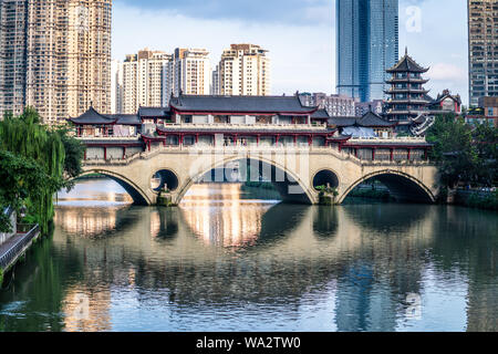 View of Anshun bridge on daytime in Chengdu Sichuan China Stock Photo