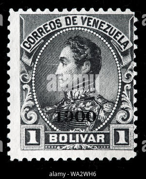 Simon Bolivar (1783-1830), El Libertador, Venezuelan military and political leader, postage stamp, Venezuela, 1900 Stock Photo