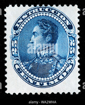 Simon Bolivar (1783-1830), El Libertador, Venezuelan military and political leader, postage stamp, Venezuela, 1893 Stock Photo