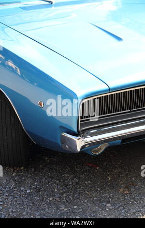 old blue american car Stock Photo