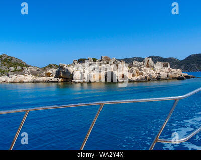 sunken city boat trip in Kekova and Demre on the south coast of Turkey Stock Photo