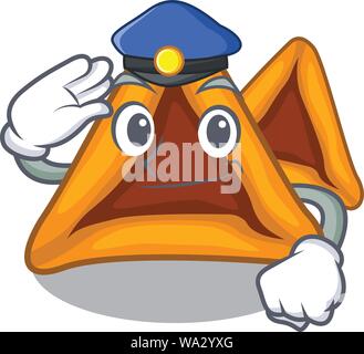 Police hamantaschen cookies served in cartoon jar Stock Vector