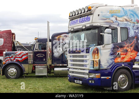 Scania and American spray painted trucks Stock Photo