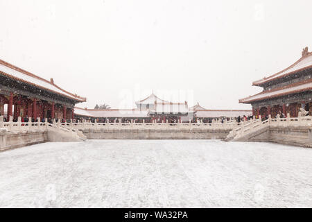 The Palace Museum in Beijing - taihe palace, zhonghe palace and Baohe Palace Stock Photo