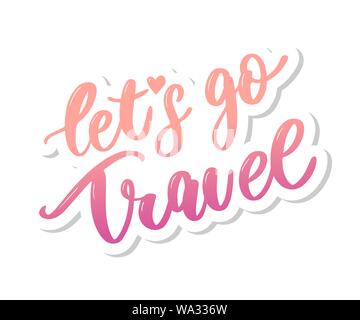 Travel set icons. Handwritten lettering. Label vector illustration Stock Vector