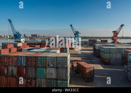 Qingyuan city beijiang container terminal Stock Photo