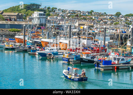 The harbour at Newlyn fishing village near Penzance in Cornwall, England, UK. Stock Photo
