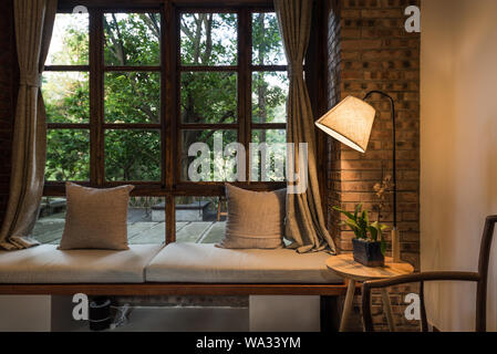 A home stay facility room windowsill Stock Photo