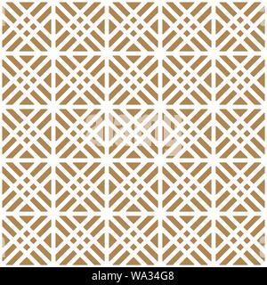 Seamless geometric pattern, great design for any purpose.Pattern background vector.Thick lines.Gold and white.Japanese style Kumiko.ROUNDED CORNERS. Stock Vector