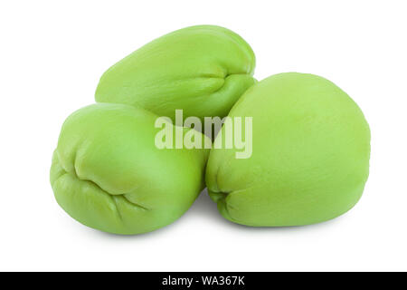 fresh Chayote vegetable or mexican cucumber isolated on white background. Stock Photo