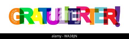 Colorful banner with the words CONGRATULATIONS! Lettering for design and decoration. language German Stock Vector