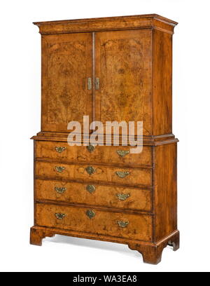 Vintage Chest On Chest With Bureau Isolated On White Stock Photo