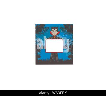 Cartoon vampire boy card Stock Vector