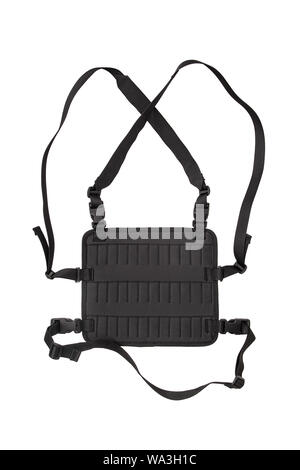Modern bandolier isolated on a white background. Accessory for convenient carrying of cartridges on the hunt. Stock Photo