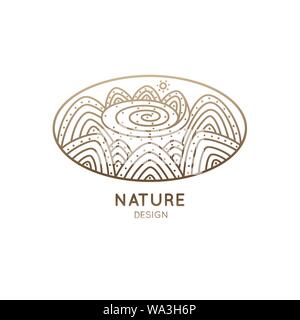 Logo oval mountains two Stock Vector