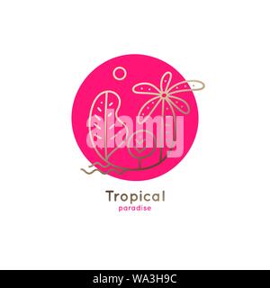 Linear logo palm Stock Vector