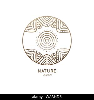 Logo circle sun and mountains Stock Vector