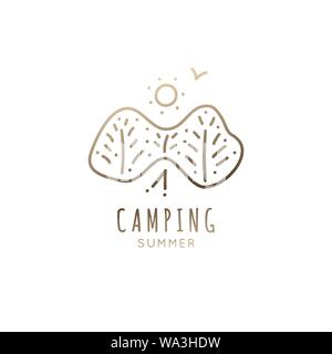 Linear logo camping Stock Vector