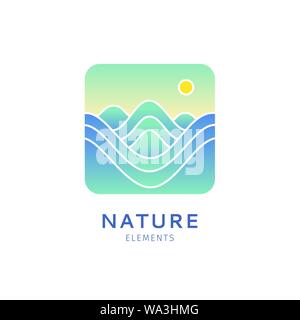 Square logo of mountains Stock Vector