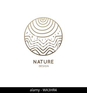 Logo circle sun mountains Stock Vector