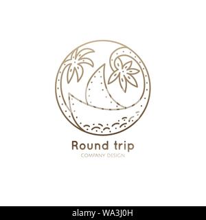 Logo boat in tropics Stock Vector