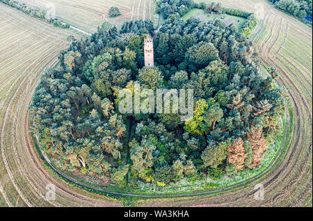 FARINGTON UK - AUGUST 17, 2019: Aerial view of the Folly Tower in Faringdon Stock Photo