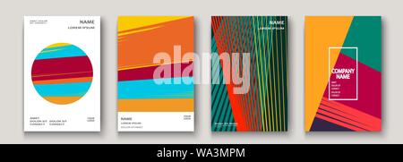 Modern cover collection design. Abstract retro 90s style texture of colorful neon lines. Striped trends background. Future geometric patterns. Design Stock Vector