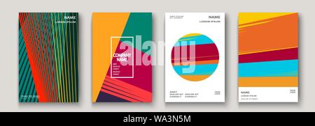 Modern cover collection design. Abstract retro 90s style texture of colorful neon lines. Striped trends background. Future geometric patterns. Design Stock Vector