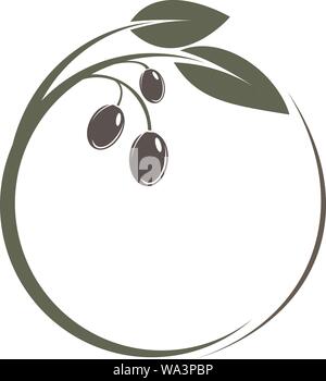round green olive branch logo or symbol vector illustration Stock Vector