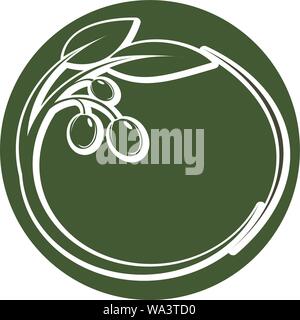 round green olive branch logo or symbol vector illustration Stock Vector