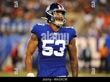 August 16, 2019: August 16, 2019 : New York Giants Linebacker OSHANE XIMINES (53) during the game against the Chicago Bears. The game took place at Met Life Stadium, East Rutherford, NJ. (Credit Image: © Bennett CohenZUMA Wire) Stock Photo