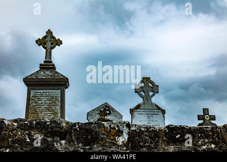 Cemetery crosses at St Patricks Church in the village of Aghagower in County Mayo Ireland Stock Photo