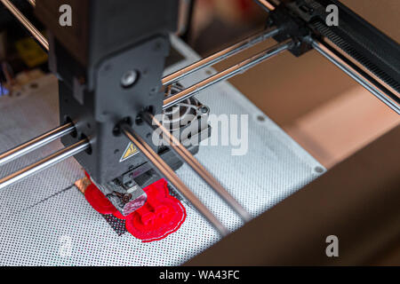 Modern 3D printer making figure closeup macro Stock Photo