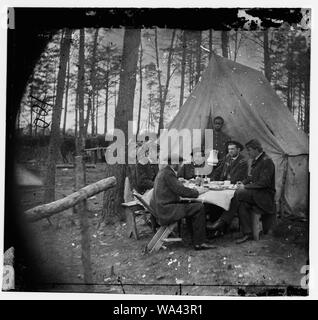 Brandy Station, Va. Dinner party outside tent, Army of the Potomac headquarters Stock Photo