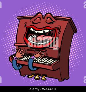 Emoji character emotion piano musical instrument Stock Vector