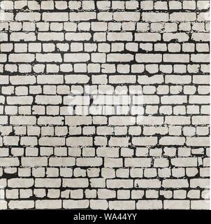 Realistic gray grunge bricks in worn out brick wall seamless pattern Stock Vector