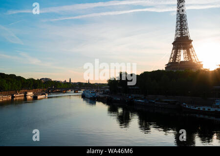 eiffel tour over Seine river Stock Photo